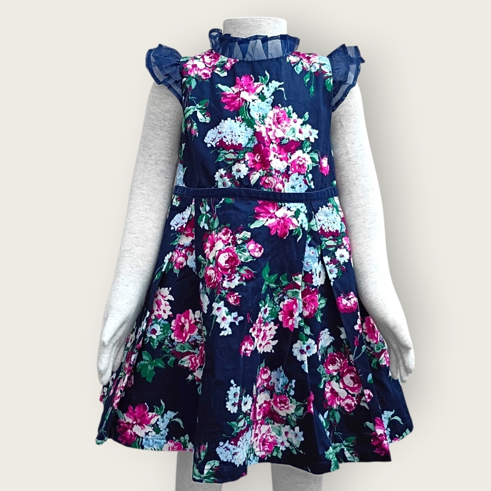 Janie And Jack Floral Navy Blue Kids Dress